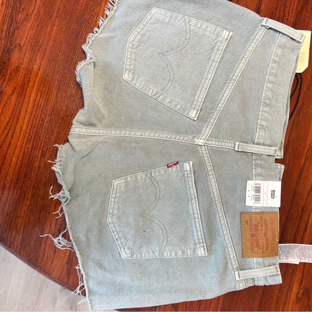 Levi's Light Green/Gray hue 501 Denim Shorts NWT